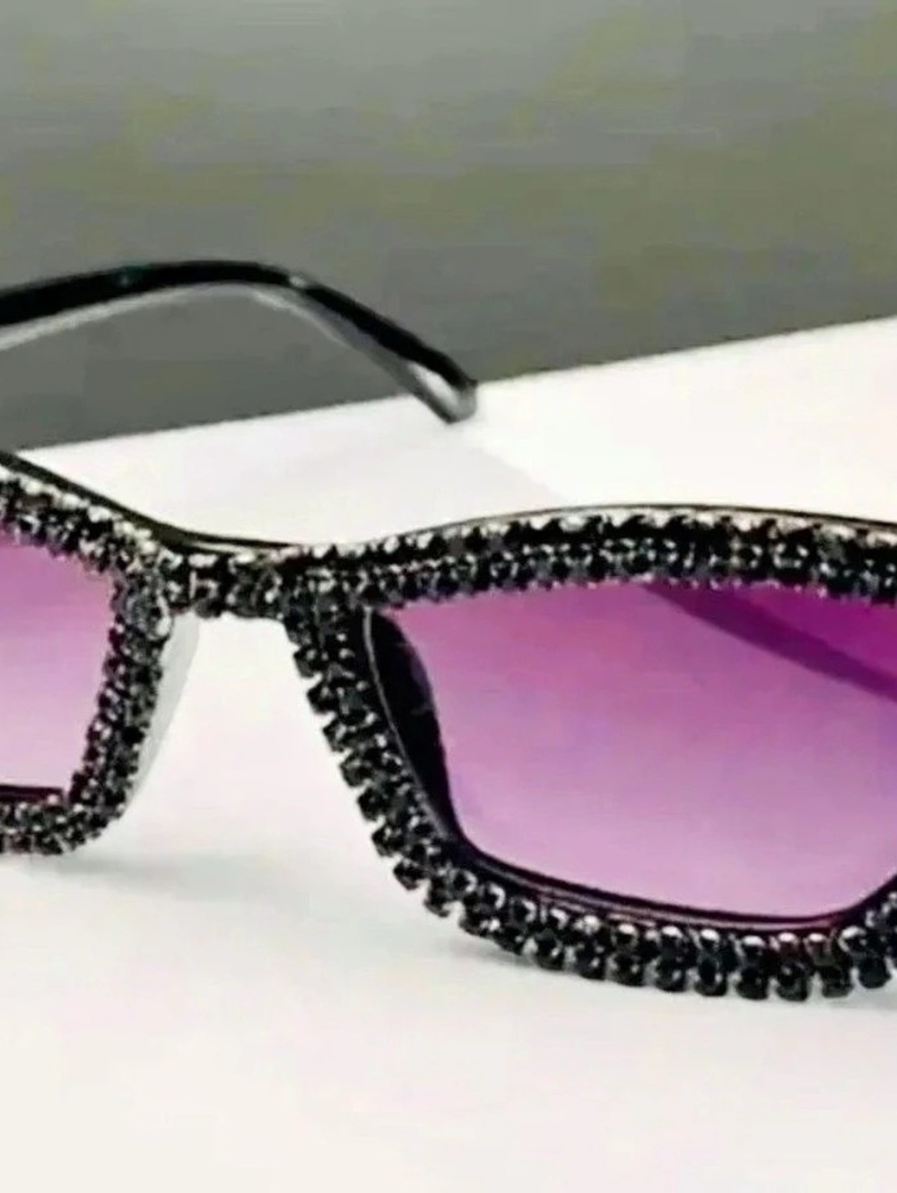 Rhinestone Cat Eye Sunglasses in Black & Silver  New - Picture 5 of 6